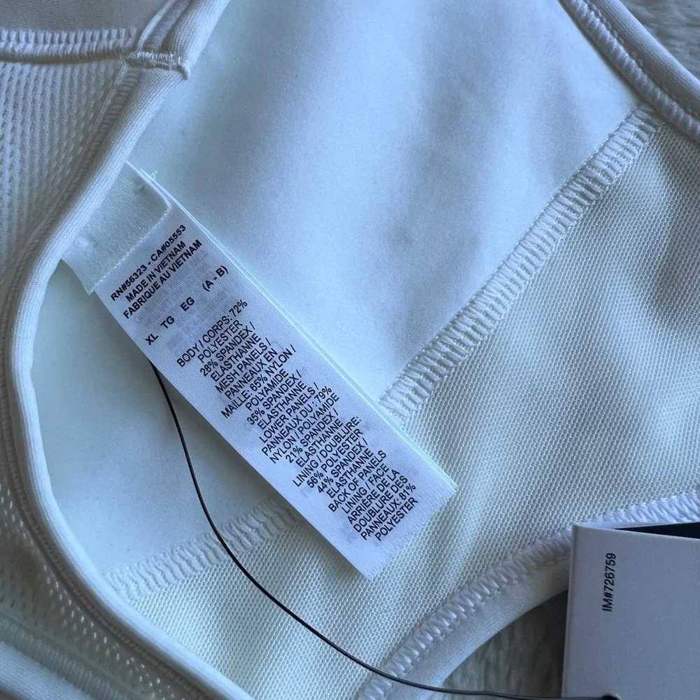 Nike Swoosh White Medium Support Racerback Sports Bra DX6815-100 Womens XL (A-B)
